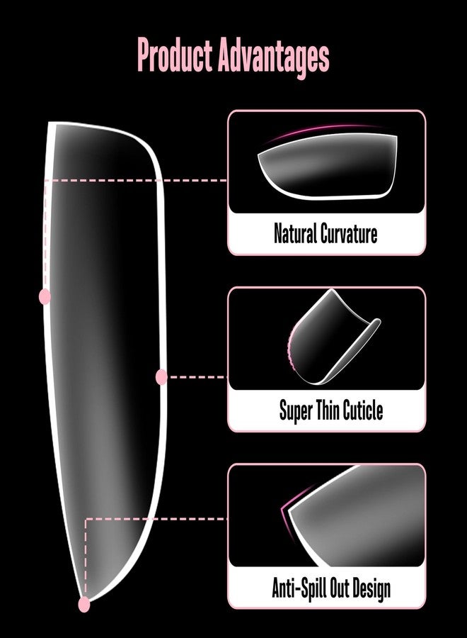 NOVO OVO Extra Short Nail Tips for Men and Women with Wide and Short Nail Beds, Thick Square Round Full Cover False Nails Press on, Soft Gel for Acrylic Fake Nails Extension kit 16 Sizes x 640pcs - Image 3